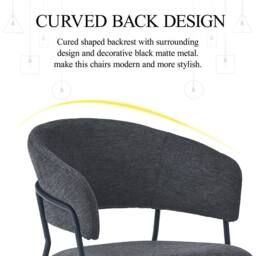 SONARA Modern Set of 4 Dining Chair with Sleek One-Piece Metal Frame in Dark Grey - thumbnail 5