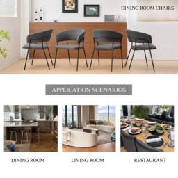 SONARA Modern Set of 4 Dining Chair with Sleek One-Piece Metal Frame in Dark Grey - thumbnail 7