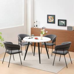 SONARA Modern Set of 4 Dining Chair with Sleek One-Piece Metal Frame in Dark Grey - thumbnail 3