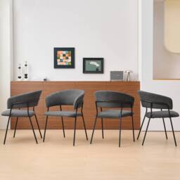 SONARA Modern Set of 4 Dining Chair with Sleek One-Piece Metal Frame in Dark Grey - thumbnail 1
