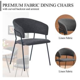 SONARA Modern Set of 4 Dining Chair with Sleek One-Piece Metal Frame in Dark Grey - thumbnail 4