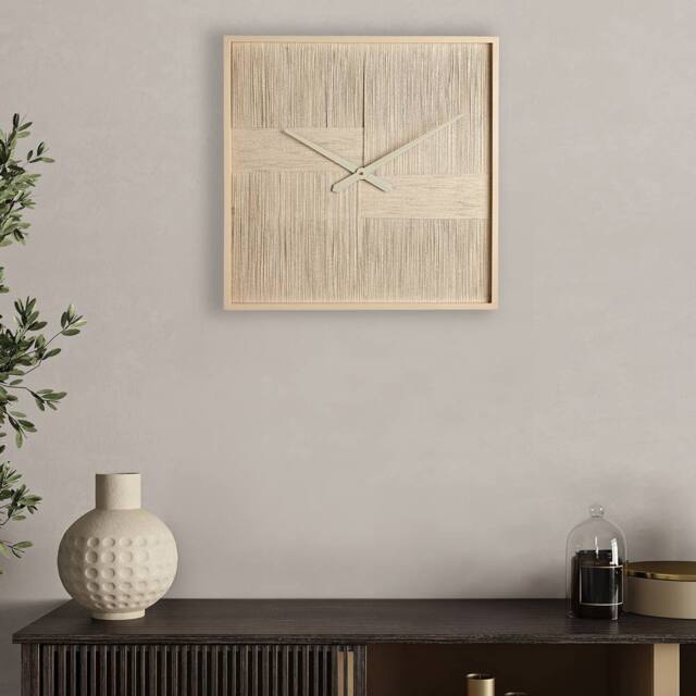 Hestia Woven Thread Wall Art Clock - Cream - image 1