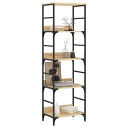 Berkfield Home Bookshelf Sonoma Oak 50x33x153 cm Engineered Wood in Light Tan - Size: 50 x 33 x 153 cm - thumbnail 3