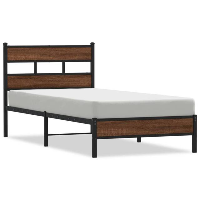 Berkfield Home Bed Frame without Mattress Brown Oak 100x190 cm Engineered Wood - image 1
