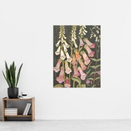 "Artery8 Foxglove Flowers Floral Spring Botanical Blooms Wall Art Print in Grey - Size: W24"" x H32""" - thumbnail 4