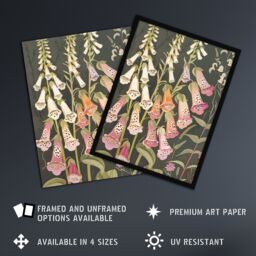 "Artery8 Foxglove Flowers Floral Spring Botanical Blooms Wall Art Print in Grey - Size: W24"" x H32""" - thumbnail 2