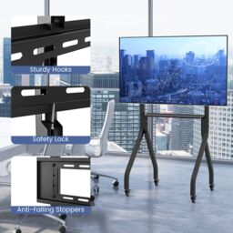 "Costway Mobile TV Stand Rolling TV Cart for 43""-100"" Flat/Curved Screens in Black" - thumbnail 6
