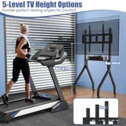 "Costway Mobile TV Stand Rolling TV Cart for 43""-100"" Flat/Curved Screens in Black" - thumbnail 5