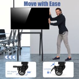 "Costway Mobile TV Stand Rolling TV Cart for 43""-100"" Flat/Curved Screens in Black" - thumbnail 4