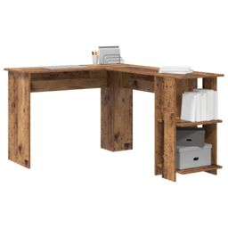 Berkfield Home Corner Desk with Storage Old Wood 140x113, 5x75cm in Brown - Size: 5x75 cm - thumbnail 3