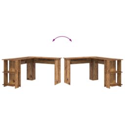 Berkfield Home Corner Desk with Storage Old Wood 140x113, 5x75cm in Brown - Size: 5x75 cm - thumbnail 8