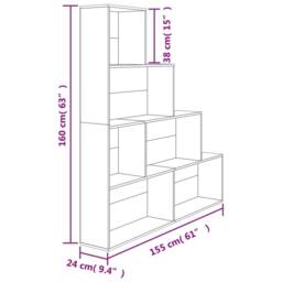 Berkfield Home Book Cabinet/Room Divider Concrete Grey 155x24x160 cm Engineered Wood - Size: 155 x 24 x 160 cm - thumbnail 8