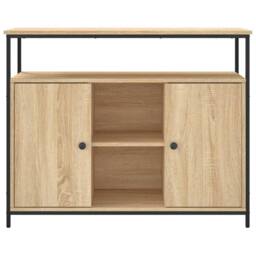 Berkfield Home Sideboard Sonoma Oak 100x35x80 cm Engineered Wood in Light Tan - Size: 100 x 35 x 80 cm - thumbnail 6