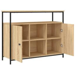 Berkfield Home Sideboard Sonoma Oak 100x35x80 cm Engineered Wood in Light Tan - Size: 100 x 35 x 80 cm - thumbnail 5