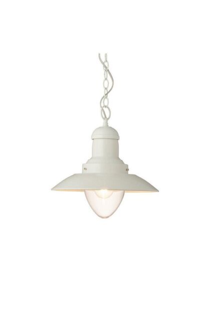Netlighting Polperro Single Pendant Ceiling Lamp Gloss Cream Glass in Clear - image 1