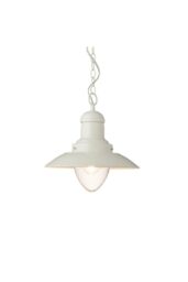 Netlighting Polperro Single Pendant Ceiling Lamp Gloss Cream Glass in Clear