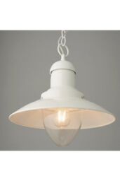Netlighting Polperro Single Pendant Ceiling Lamp Gloss Cream Glass in Clear - thumbnail 3