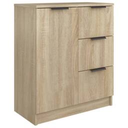 Berkfield Home Sideboards 2 pcs Sonoma Oak 60x30x70 cm Engineered Wood in Light Tan - Size: 60 x 30 x 70 cm - thumbnail 5