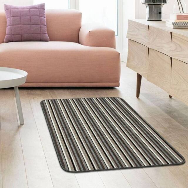 The Rug Shop UK Silver Striped 8mm Thick Rectangle Mat - Size: 67 cm x 100 cm - image 1