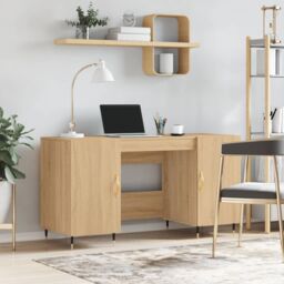 Berkfield Home Desk Sonoma Oak 140x50x75 cm Engineered Wood in Brown - Size: 140 x 50 x 75 cm - thumbnail 1