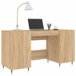 Berkfield Home Desk Sonoma Oak 140x50x75 cm Engineered Wood in Brown - Size: 140 x 50 x 75 cm - thumbnail 3