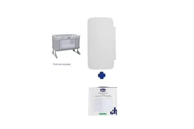 chicco Next2Me Refresh Bundle, Crib, Mattress & 2 sheets in White - image 1