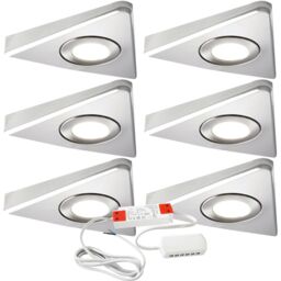 Loops 6x BRUSHED NICKEL Triangle Surface Under Cabinet Kitchen Light & Driver Kit - Warm White LED in Metallics - thumbnail 1