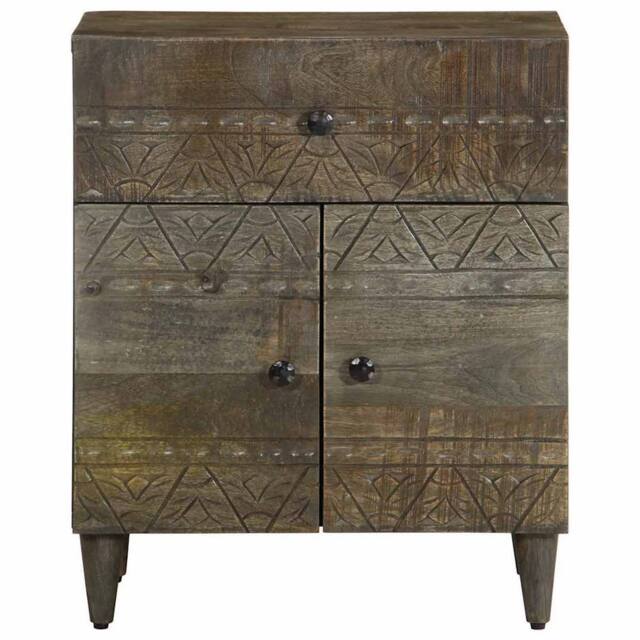 Berkfield Home Bedside Cabinet Light Grey 50x33x60 cm Solid Wood Mango - Size: 50 x 33 x 60 cm - image 1
