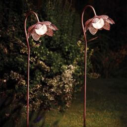 Marco Paul 2 Pack of Bronze Crackle Glass Silhouette Flower Solar Stake Light 90cm - thumbnail 1