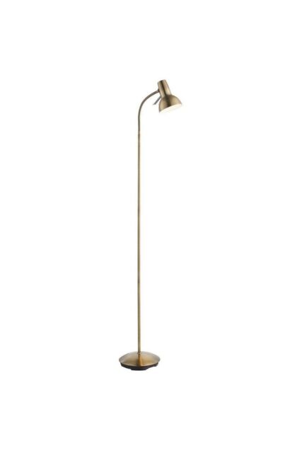 Netlighting Amalfi LED 1 Light Floor Lamp Antique Brass Gloss White Paint GU10 in Gold