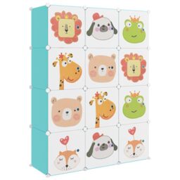 Berkfield Home Cube Storage Cabinet for Kids with 12 Cubes Green PP - thumbnail 2