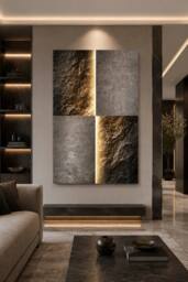 Mafett Premium Large Luxury Gold Charcoal Abstract Canvas Wall Art Print - Size: 200 cm x 100 cm - thumbnail 1