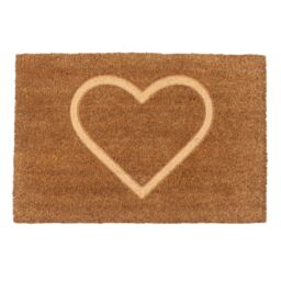 Nicola Spring Coir Door Mat - 60 x 40cm - Embossed Heart in Brown - Size: 40 cm x 60 cm - thumbnail 1