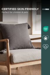 Homescapes Pure Handmade Cotton Muslin Cushion with Cover - 45 x 45 cm in Charcoal - Size: 45 cm x 45 cm - thumbnail 5