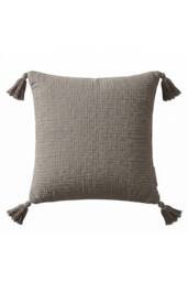 Homescapes Pure Handmade Cotton Muslin Cushion with Cover - 45 x 45 cm in Charcoal - Size: 45 cm x 45 cm
