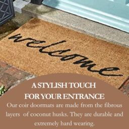 Marco Paul Tan Coir Welcome Mat Nonslip Doormat 75x45cm in Beige - Size: 45 cm x 75 cm - thumbnail 5