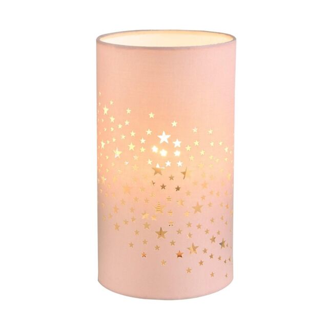 Happy Homewares Modern Stars Decorated Children/Kids Cotton Bedside Table Light in Pink - image 1