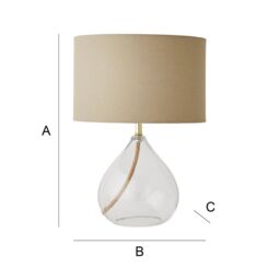 ValueLights Eloise Natural Linen Drum Shade Clear Glass Teardrop Table Lamp with LED Bulb - thumbnail 7