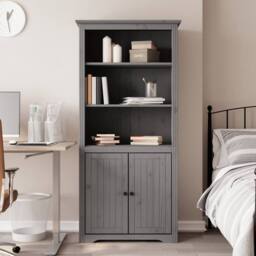 Berkfield Home Beautiful Bookcase BODO Grey 80x40x172 cm Solid Wood Pine - Size: 80 x 40 x 172 cm - thumbnail 2