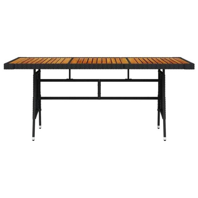 Berkfield Home Garden Table Black 160x70x72 cm Poly Rattan & Solid Acacia Wood - Size: 160 x 70 x 72 cm - image 1