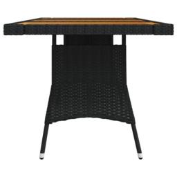 Berkfield Home Garden Table Black 160x70x72 cm Poly Rattan & Solid Acacia Wood - Size: 160 x 70 x 72 cm - thumbnail 3