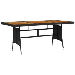 Berkfield Home Garden Table Black 160x70x72 cm Poly Rattan & Solid Acacia Wood - Size: 160 x 70 x 72 cm - thumbnail 2