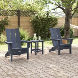 Berkfield Home 3 Piece Garden Lounge Set Navy Blue HDPE - thumbnail 4