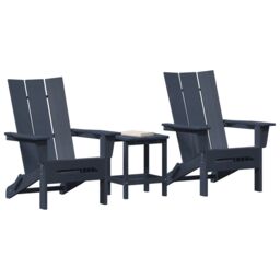 Berkfield Home 3 Piece Garden Lounge Set Navy Blue HDPE - thumbnail 3