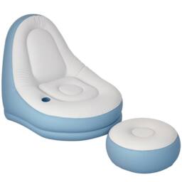 OUTSUNNY Inflatable Chair & Footstool for Gaming, Reading, Watching in White - thumbnail 2