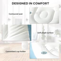 OUTSUNNY Inflatable Chair & Footstool for Gaming, Reading, Watching in White - thumbnail 5
