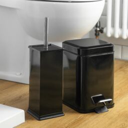 Harbour Housewares Square Bathroom Pedal Bin - 3L Stainless Steel Slim Rubbish Dustbin in Black - thumbnail 5