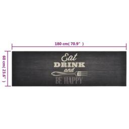 Berkfield Home Kitchen Rug Washable Kitchen Black 60x180 cm Velvet - thumbnail 5