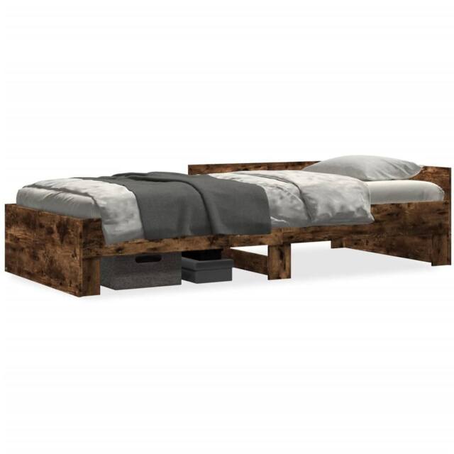 Berkfield Home Bed Frame without Mattress Smoked Oak 75x190 cm Small Single Engi in Brown - image 1