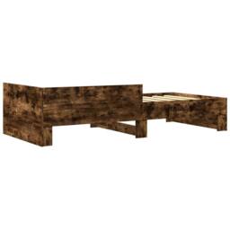 Berkfield Home Bed Frame without Mattress Smoked Oak 75x190 cm Small Single Engi in Brown - thumbnail 6